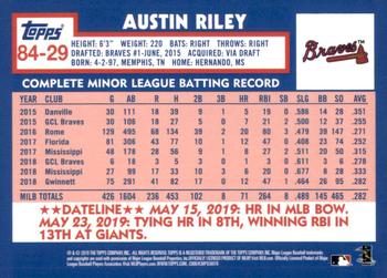 2019 Topps Update - 1984 Topps Baseball 35th Anniversary #84-29 Austin Riley Back
