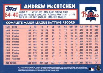 2019 Topps Update - 1984 Topps Baseball 35th Anniversary #84-40 Andrew McCutchen Back