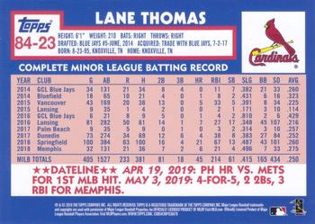 2019 Topps Update - 1984 Topps Baseball 35th Anniversary Blue #84-23 Lane Thomas Back