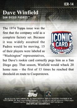 2019 Topps Update - Iconic Card Reprints 150th Anniversary #ICR-14 Dave Winfield Back