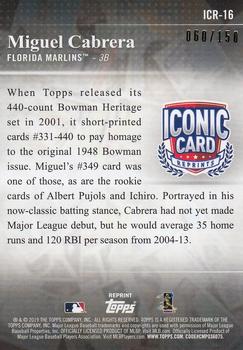 2019 Topps Update - Iconic Card Reprints 150th Anniversary #ICR-16 Miguel Cabrera Back