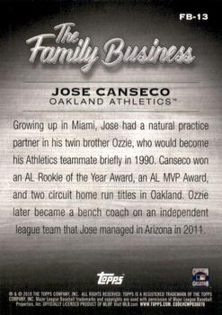 2019 Topps Update - The Family Business #FB-13 Jose Canseco Back