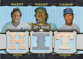 2006 Topps Triple Threads - Relic Combos Platinum #TTRC-48 George Brett / Robin Yount / Rod Carew Front