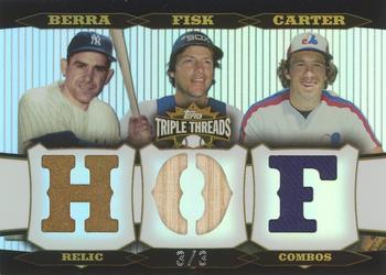 2006 Topps Triple Threads - Relic Combos Platinum #TTRC-139 Yogi Berra / Carlton Fisk / Gary Carter Front