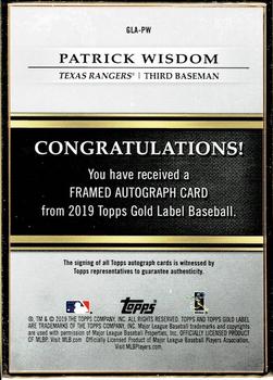 2019 Topps Gold Label - Framed Autograph #GLA-PW Patrick Wisdom Back