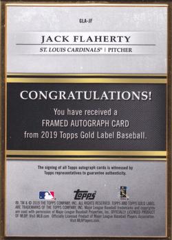 2019 Topps Gold Label - Framed Autograph Black #GLA-JF Jack Flaherty Back