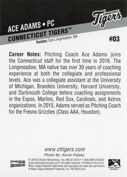2016 Choice Connecticut Tigers #3 Ace Adams Back