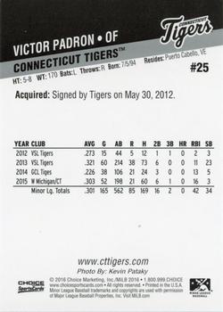 2016 Choice Connecticut Tigers #25 Victor Padron Back