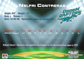 2019 Grandstand Ogden Raptors #NNO Nelfri Contreras Back