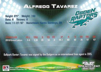 2019 Grandstand Ogden Raptors #NNO Alfredo Tavarez Back
