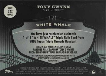 2006 Topps Triple Threads - White Whale Relic #522 Tony Gwynn Back