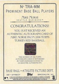 2006 Topps Turkey Red - Autographs #TRA-MM Mike Morse Back
