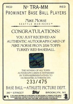 2006 Topps Turkey Red - Autographs Red #TRA-MM Mike Morse Back