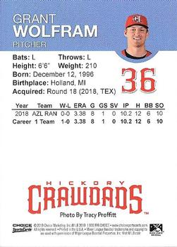 2019 Choice Hickory Crawdads Update #NNO Grant Wolfram Back