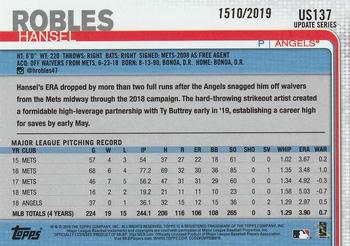 2019 Topps Update - Gold #US137 Hansel Robles Back