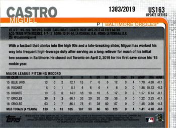 2019 Topps Update - Gold #US163 Miguel Castro Back