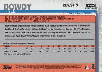 2019 Topps Update - Gold #US229 Kyle Dowdy Back
