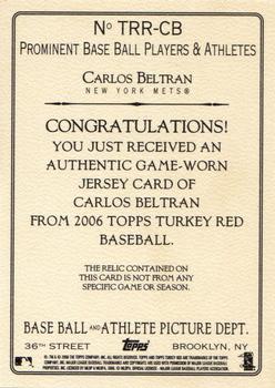 2006 Topps Turkey Red - Relics #TRR-CB Carlos Beltran Back