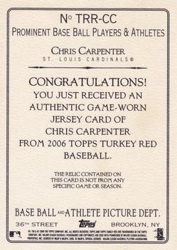 2006 Topps Turkey Red - Relics #TRR-CC Chris Carpenter Back
