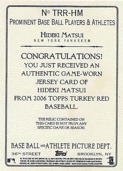 2006 Topps Turkey Red - Relics #TRR-HM Hideki Matsui Back