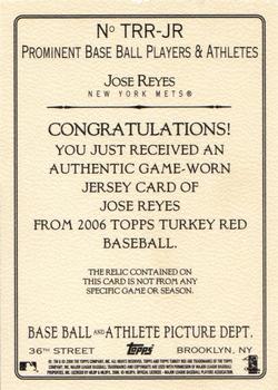 2006 Topps Turkey Red - Relics #TRR-JR Jose Reyes Back