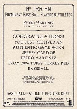 2006 Topps Turkey Red - Relics #TRR-PM Pedro Martinez Back