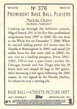 2006 Topps Turkey Red - White #376 Miguel Olivo Back