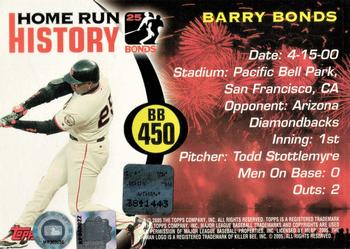 2006 Topps Updates & Highlights - Barry Bonds Home Run History Autographs #BB450 Barry Bonds Back