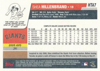 2006 Topps Updates & Highlights - Box Bottoms #HTA7 Shea Hillenbrand Back