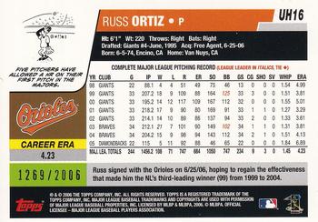2006 Topps Updates & Highlights - Gold #UH16 Russ Ortiz Back