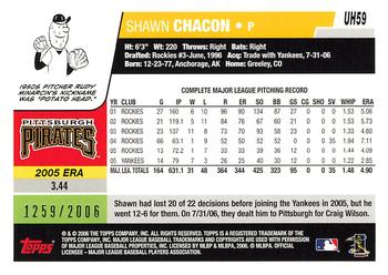 2006 Topps Updates & Highlights - Gold #UH59 Shawn Chacon Back