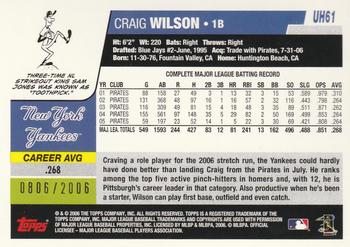 2006 Topps Updates & Highlights - Gold #UH61 Craig Wilson Back