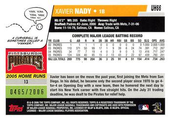 2006 Topps Updates & Highlights - Gold #UH66 Xavier Nady Back