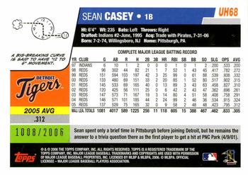 2006 Topps Updates & Highlights - Gold #UH68 Sean Casey Back