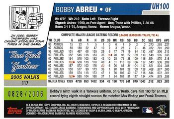 2006 Topps Updates & Highlights - Gold #UH100 Bobby Abreu Back
