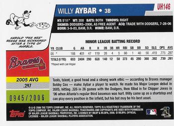 2006 Topps Updates & Highlights - Gold #UH146 Willy Aybar Back
