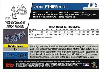 2006 Topps Updates & Highlights - Gold #UH151 Andre Ethier Back