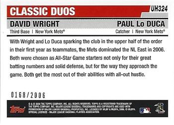 2006 Topps Updates & Highlights - Gold #UH324 David Wright / Paul Lo Duca  Back