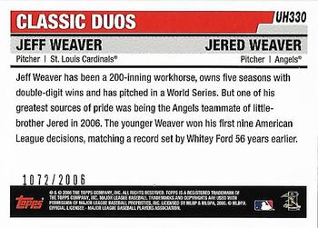 2006 Topps Updates & Highlights - Gold #UH330 Jered Weaver / Jeff Weaver  Back