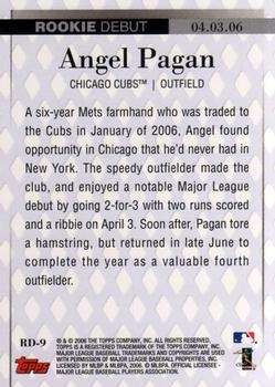 2006 Topps Updates & Highlights - Rookie Debut #RD-9 Angel Pagan Back