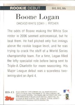2006 Topps Updates & Highlights - Rookie Debut #RD-15 Boone Logan Back
