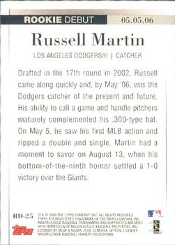 2006 Topps Updates & Highlights - Rookie Debut #RD-25 Russell Martin Back