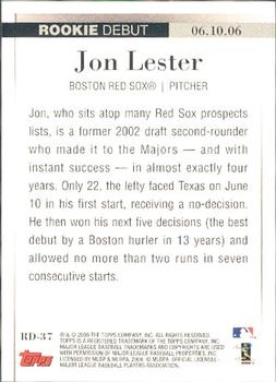 2006 Topps Updates & Highlights - Rookie Debut #RD-37 Jon Lester Back