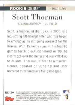 2006 Topps Updates & Highlights - Rookie Debut #RD-39 Scott Thorman Back