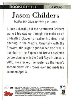 2006 Topps Updates & Highlights - Rookie Debut #RD-10 Jason Childers Back