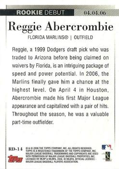 2006 Topps Updates & Highlights - Rookie Debut #RD-14 Reggie Abercrombie Back