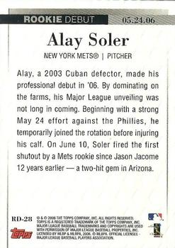 2006 Topps Updates & Highlights - Rookie Debut #RD-28 Alay Soler Back