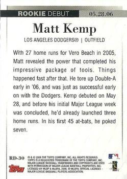 2006 Topps Updates & Highlights - Rookie Debut #RD-30 Matt Kemp Back