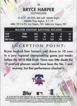 2020 Topps Inception #12 Bryce Harper Back