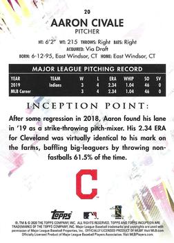 2020 Topps Inception #20 Aaron Civale Back